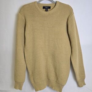 Forever 21 Men Waffle Knit Crewneck Sweater, Preppy casual Neutral, Beige, Small